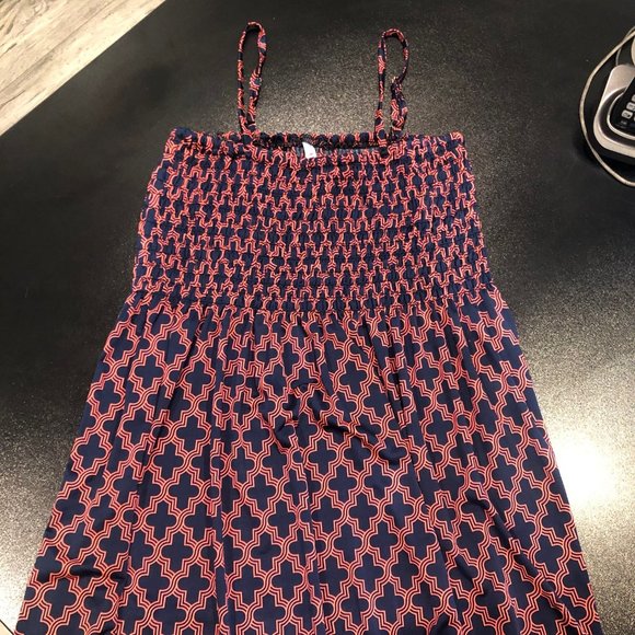 One Size Fits Most Fit and Flare Flowy Dress Pink and Blue Spaghetti Straps - Picture 2 of 6